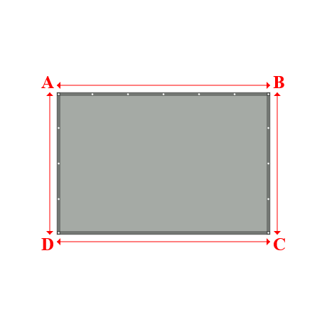 Bâche plate rectangle sur mesure en Membrane PVC 670gr/m² Gris clair RAL 7038 - 3.00x2.00m