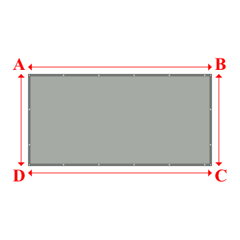 Bâche plate rectangle sur mesure en Membrane PVC 670gr/m² Gris clair RAL 7038 - 4.00x2.00m