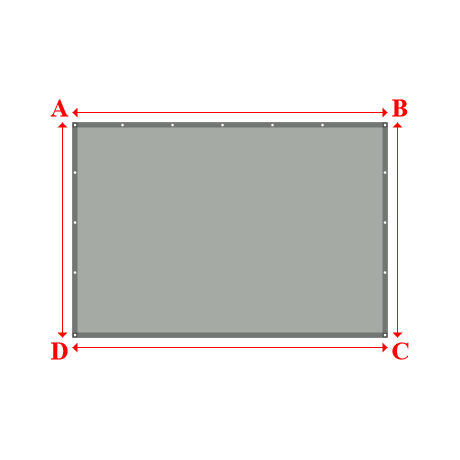Bâche plate rectangle sur mesure en Membrane PVC 670gr/m² Gris clair RAL 7038 - 3.15x2.15m