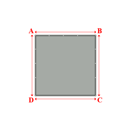 Bâche plate rectangle sur mesure en Membrane PVC 670gr/m² Gris clair RAL 7038 - 2.15x2.15m