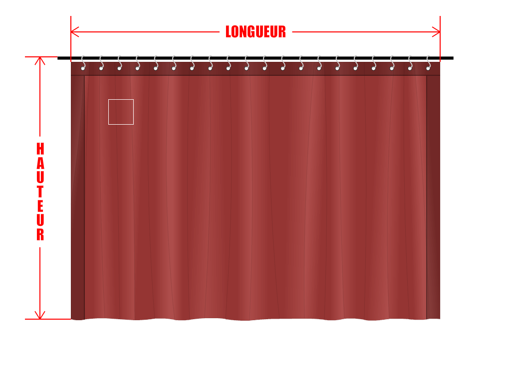 Rideau de séparation sur mesure en Membrane PVC 670gr/m² Rouge RAL 3002 - 2x2m
