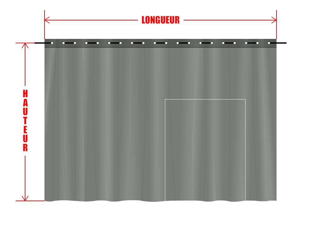 Rideau de séparation sur mesure en Membrane PVC 670gr/m² Gris clair RAL 7038 - 2x1m