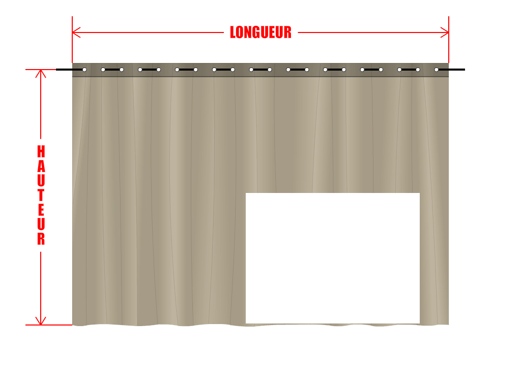 Rideau de séparation sur mesure en Membrane PVC 670gr/m² Beige ral 1015 - 3x3m
