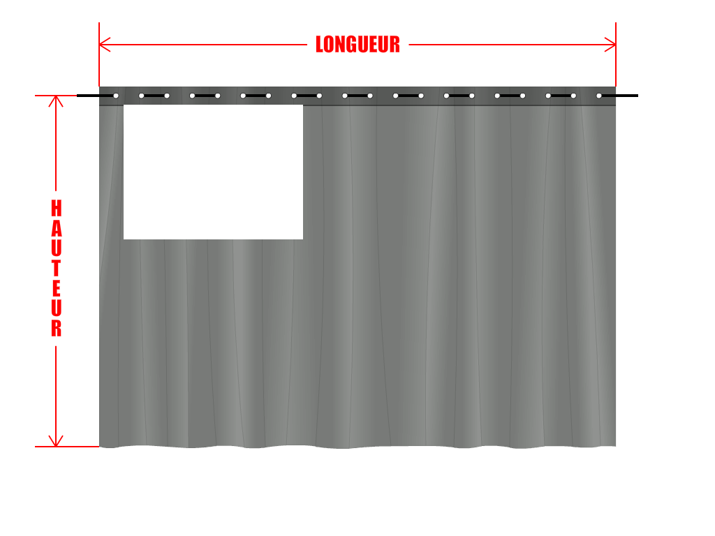 Rideau de séparation sur mesure en Membrane PVC 670gr/m² Gris clair RAL 7038 - 2x2m