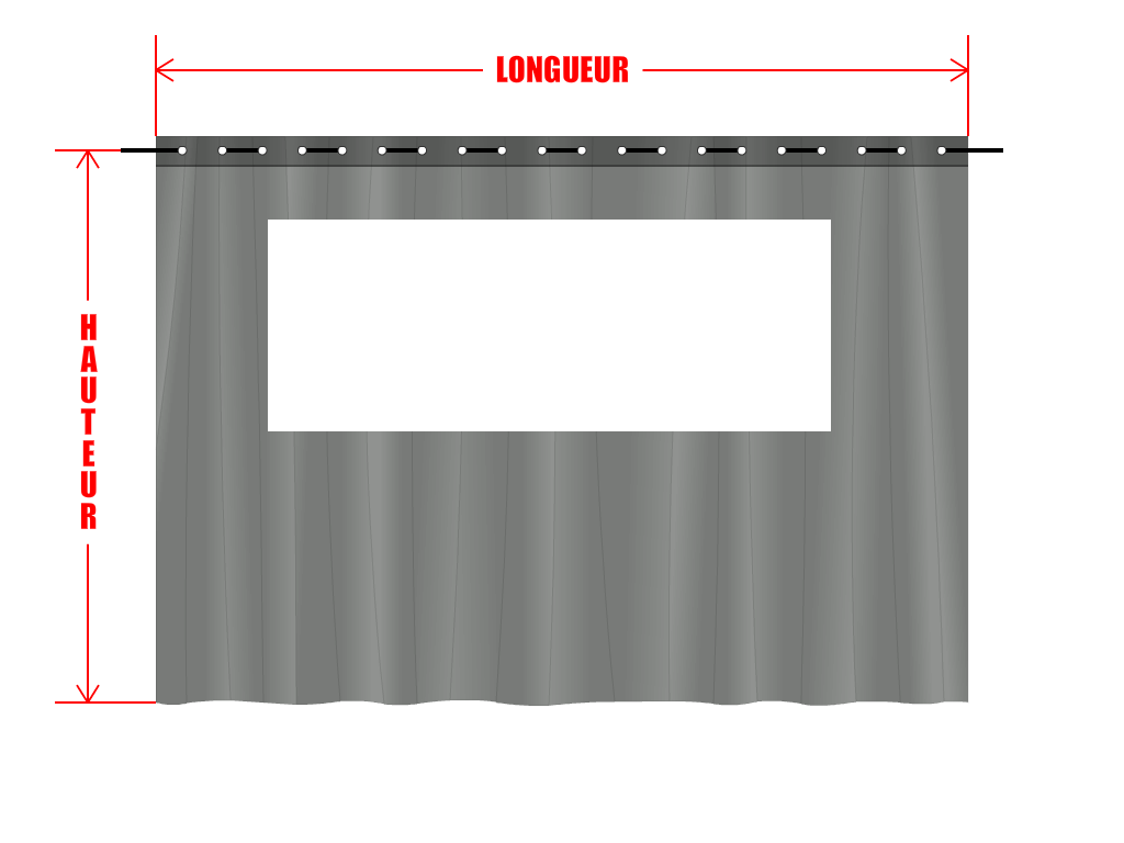Rideau de séparation sur mesure en Membrane PVC 670gr/m² Gris clair RAL 7038 - 2x2m