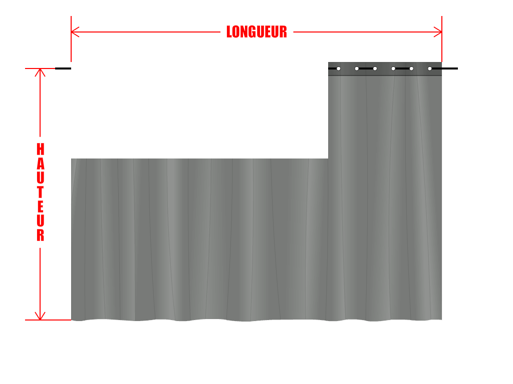 Rideau de séparation sur mesure en Membrane PVC 670gr/m² Gris clair RAL 7038 - 2x2m