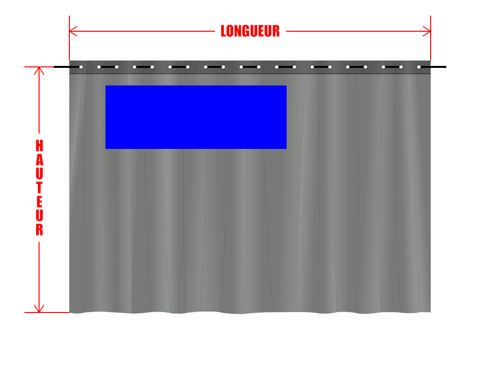 Rideau de séparation sur mesure en Membrane PVC 670gr/m² Gris clair RAL 7038 - 2x2m