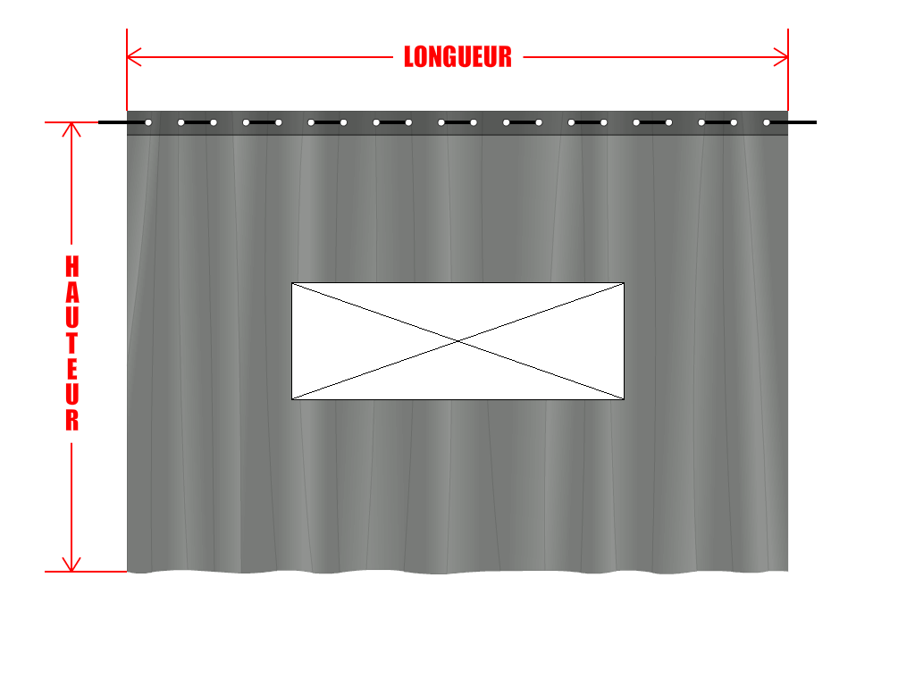 Rideau de séparation sur mesure en Membrane PVC 670gr/m² Gris clair RAL 7038 - 2x2m