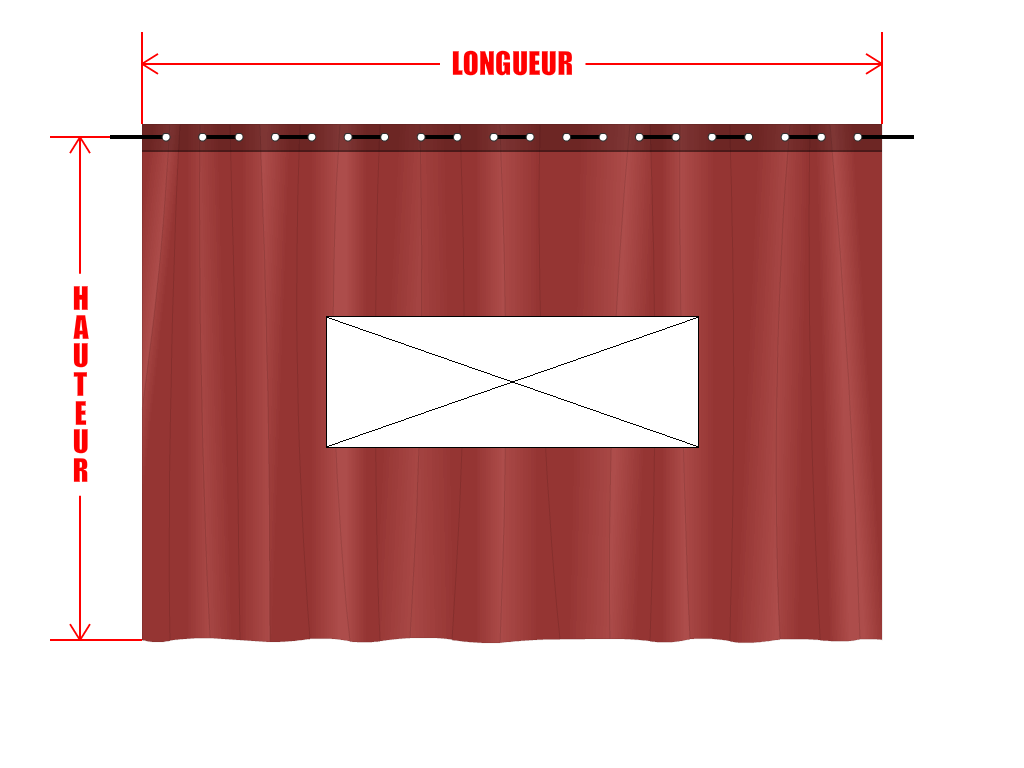Rideau de séparation sur mesure en Membrane PVC 670gr/m² Rouge RAL 3002 - 2x2m