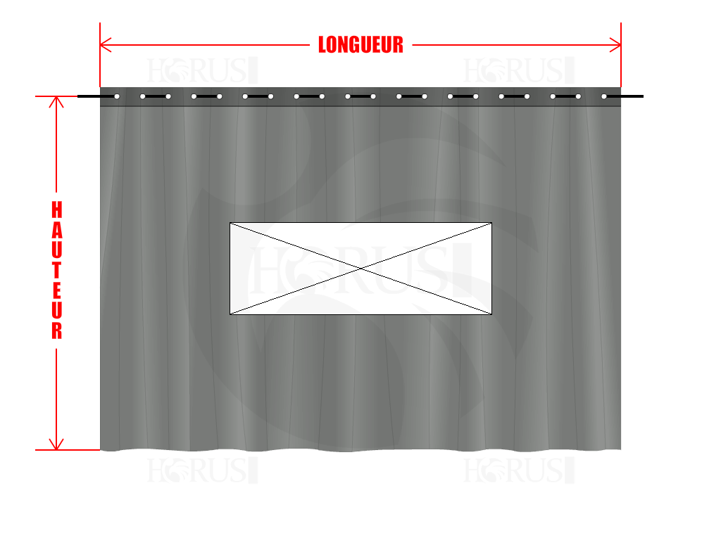 Rideau de séparation sur mesure en Membrane PVC 670gr/m² Gris clair RAL 7038 - 2x2m