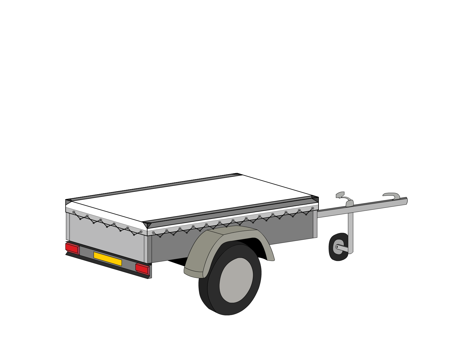 Bâche pour remorque bagagère Basse droite en Protect covert 905F3 900gr/m², toile PVC Etanche Blanc