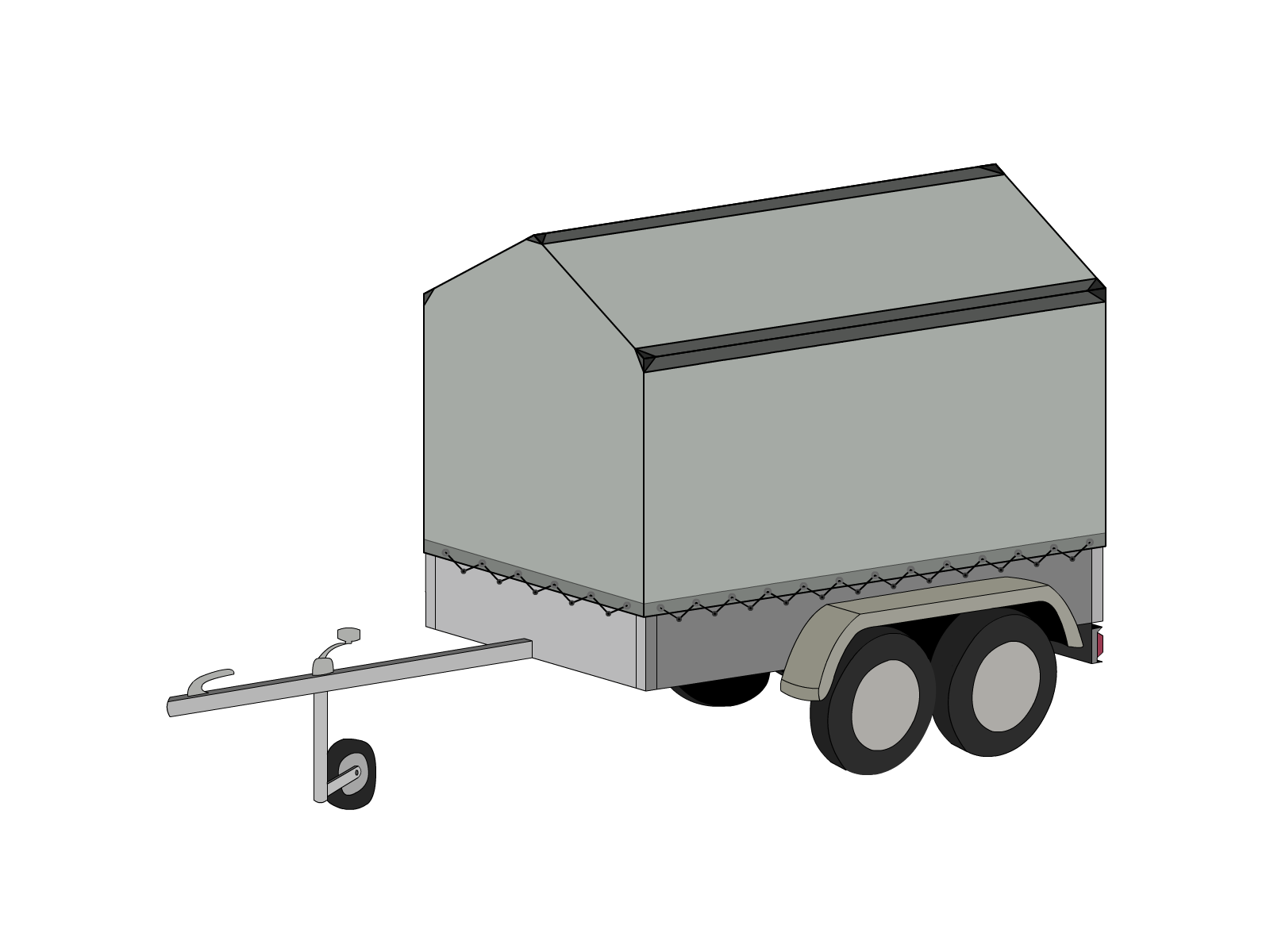 Bâche pour remorque bagagère Haute flèche en Membrane PVC 670gr/m² Gris clair RAL 7038