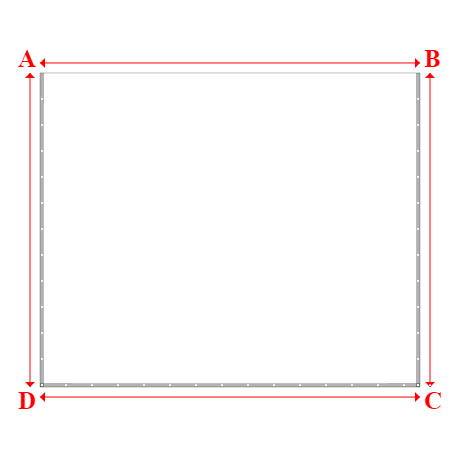 Bâche plate rectangle sur mesure en Membrane PVC 670gr/m² Blanc RAL 9016 - 4.90x4.05m