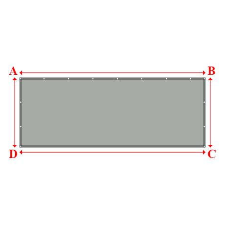 Bâche plate rectangle sur mesure en Membrane PVC 670gr/m² Gris clair RAL 7038 - 4.00x1.50m