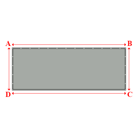 Bâche plate rectangle sur mesure en Membrane PVC 670gr/m² Gris clair RAL 7038 - 4.00x1.50m