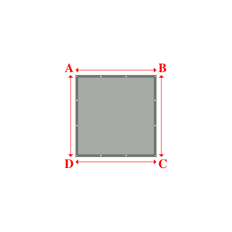 Bâche plate rectangle sur mesure en Membrane PVC 670gr/m² Gris clair RAL 7038 - 1.60x1.62m