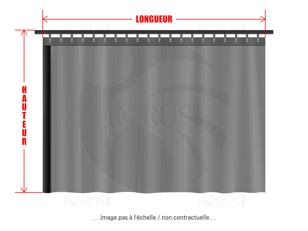 Rideau de séparation sur mesure en Membrane PVC 670gr/m² Gris clair RAL 7038 - 2x1m