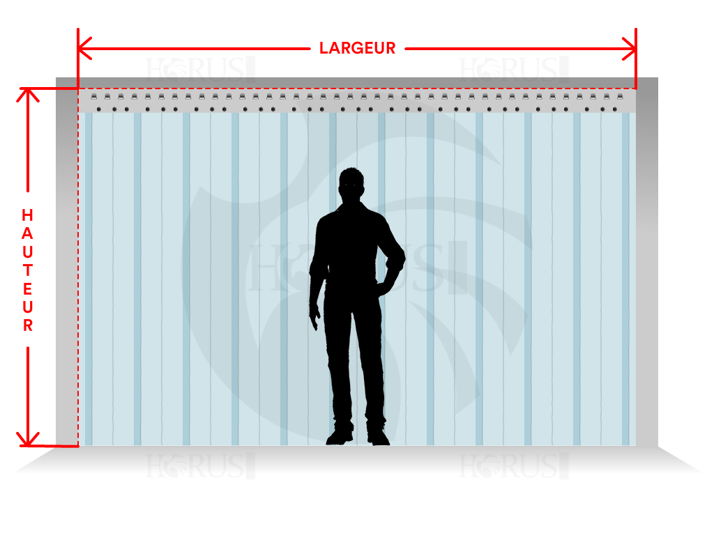 Porte à lamelles transparente sur mesure - 1.2x2m