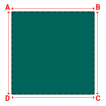 Bâche plate rectangle sur mesure en Membrane PVC 670gr/m² Vert industrie RAL 6026 - 3.96x3.96m