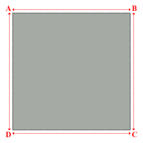 Bâche plate rectangle sur mesure en Membrane PVC 670gr/m² Gris clair RAL 7038 - 7.63x7.59m