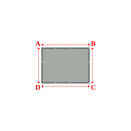 Bâche plate rectangle sur mesure en Membrane PVC 670gr/m² Gris clair RAL 7038 - 1.69x1.26m
