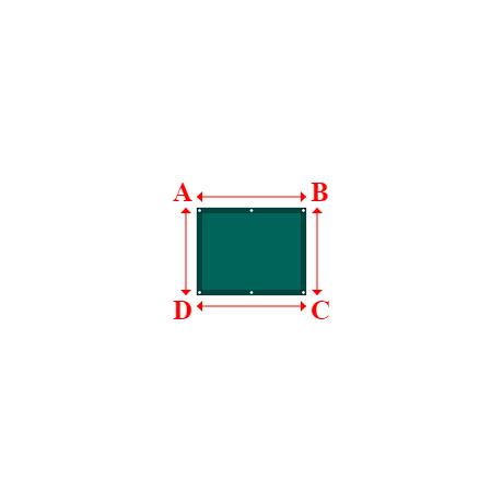 Bâche plate rectangle sur mesure en Membrane PVC 670gr/m² Vert industrie RAL 6026 - 1.00x0.80m