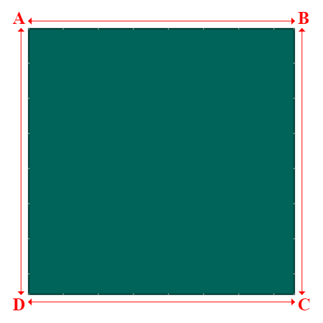 Bâche plate rectangle sur mesure en Membrane PVC 670gr/m² Vert industrie RAL 6026 - 8.00x8.00m