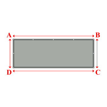 Bâche plate rectangle sur mesure en Membrane PVC 670gr/m² Gris clair RAL 7038 - 2.81x1.01m
