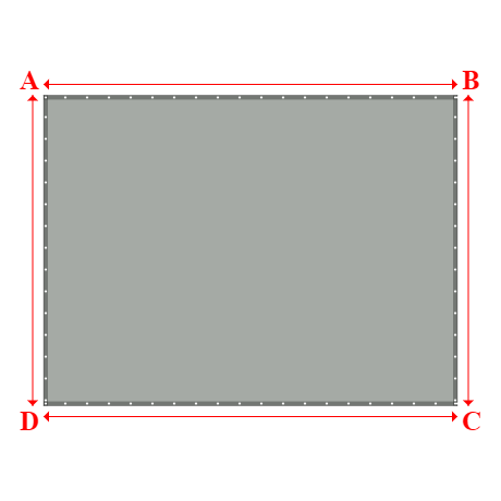 Bâche plate rectangle sur mesure en Membrane PVC 670gr/m² Gris clair RAL 7038 - 4.80x3.60m