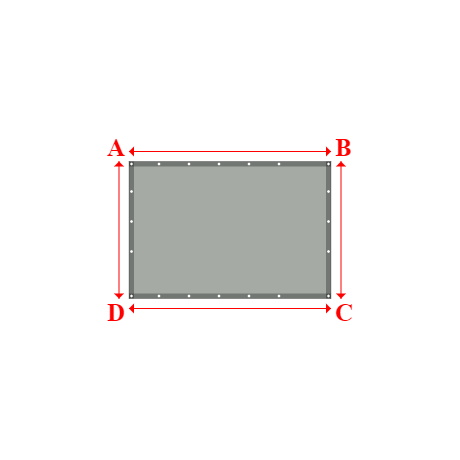 Bâche plate rectangle sur mesure en Membrane PVC 670gr/m² Gris clair RAL 7038 - 2.02x1.37m