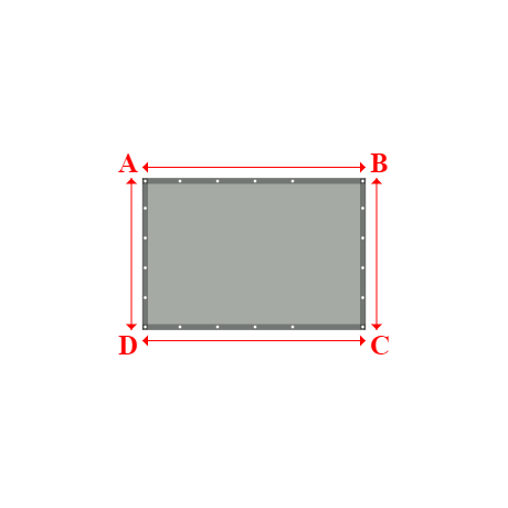 Bâche plate rectangle sur mesure en Membrane PVC 670gr/m² Gris clair RAL 7038 - 2.02x1.37m
