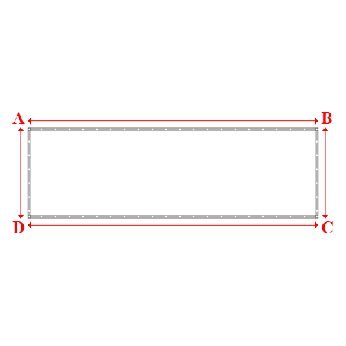 Bâche plate rectangle sur mesure en Membrane PVC 670gr/m² Blanc RAL 9016 - 4.50x1.40m