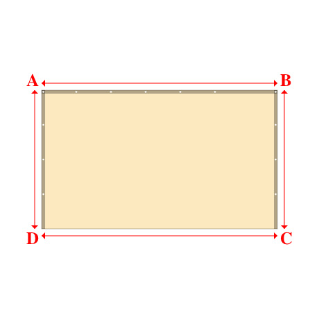 Bâche plate rectangle sur mesure en Membrane PVC 670gr/m² Beige ral 1015 - 3.40x2.00m