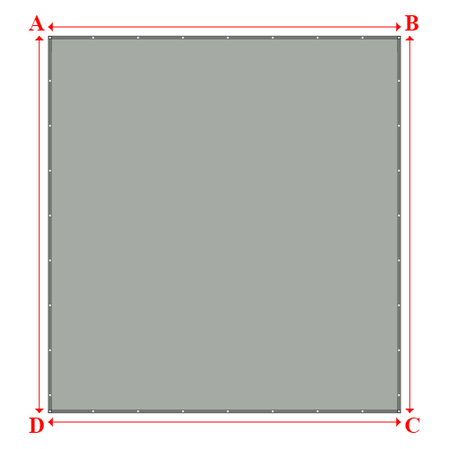 Bâche plate rectangle sur mesure en Membrane PVC 670gr/m² Gris clair RAL 7038 - 5.00x5.35m