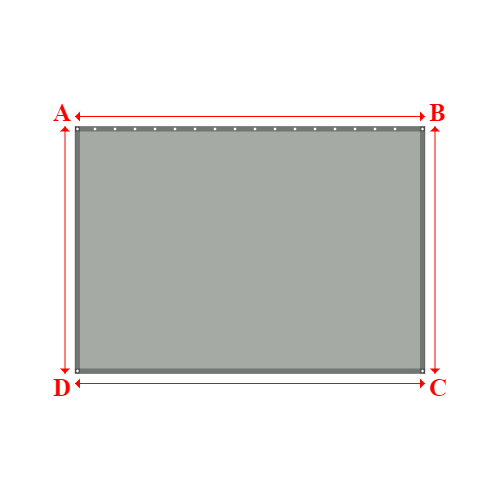 Bâche plate rectangle sur mesure en Membrane PVC 670gr/m² Gris clair RAL 7038 - 3.50x2.47m