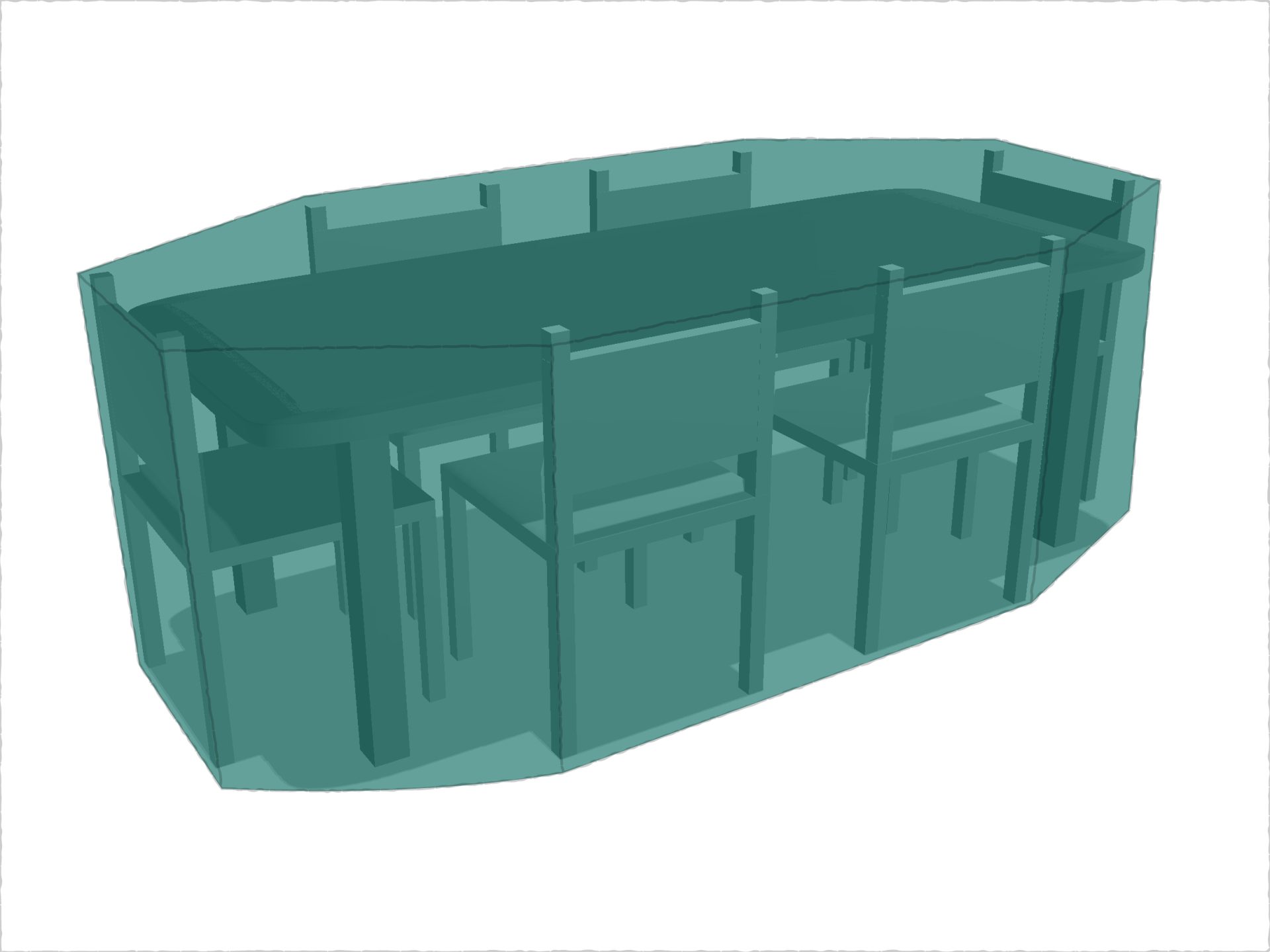 Table de jardin rectangle avec chaises en Membrane PVC 670gr/m² Vert industrie RAL 6026