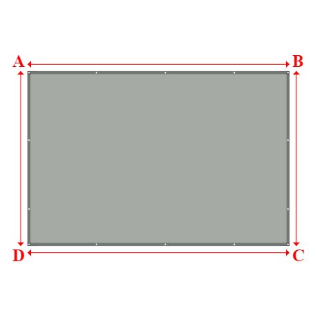 Bâche plate rectangle sur mesure en Membrane PVC 670gr/m² Gris clair RAL 7038 - 4.50x3.00m