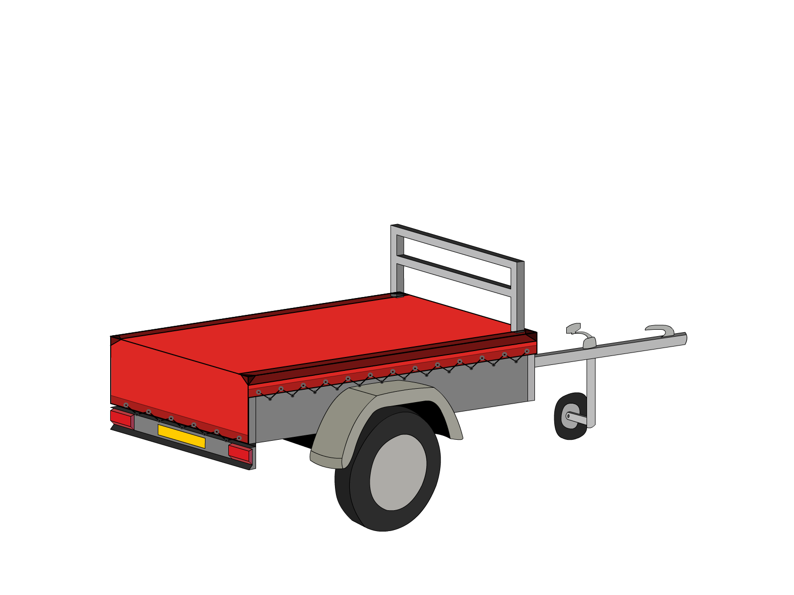 Bâche pour remorque bagagère Basse droite en Membrane PVC 670gr/m² Rouge RAL 3002