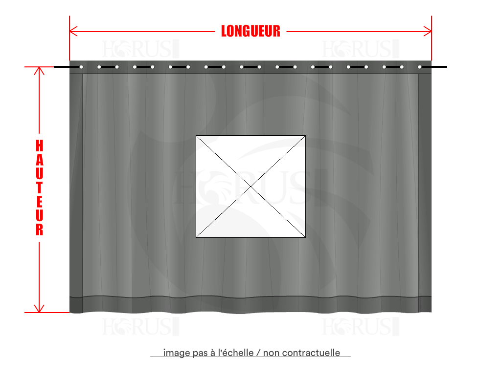 Rideau de séparation sur mesure en Membrane PVC 670gr/m² Gris clair RAL 7038 - 5x2.5m