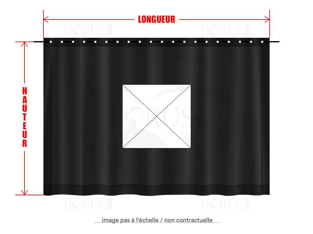 Rideau de séparation sur mesure en Membrane PVC 670gr/m² Noir RAL 9005 - 5x2.5m