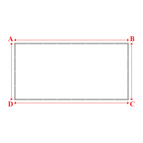 Bâche plate rectangle sur mesure en Membrane PVC 670gr/m² Blanc RAL 9016 - 4.00x2.00m