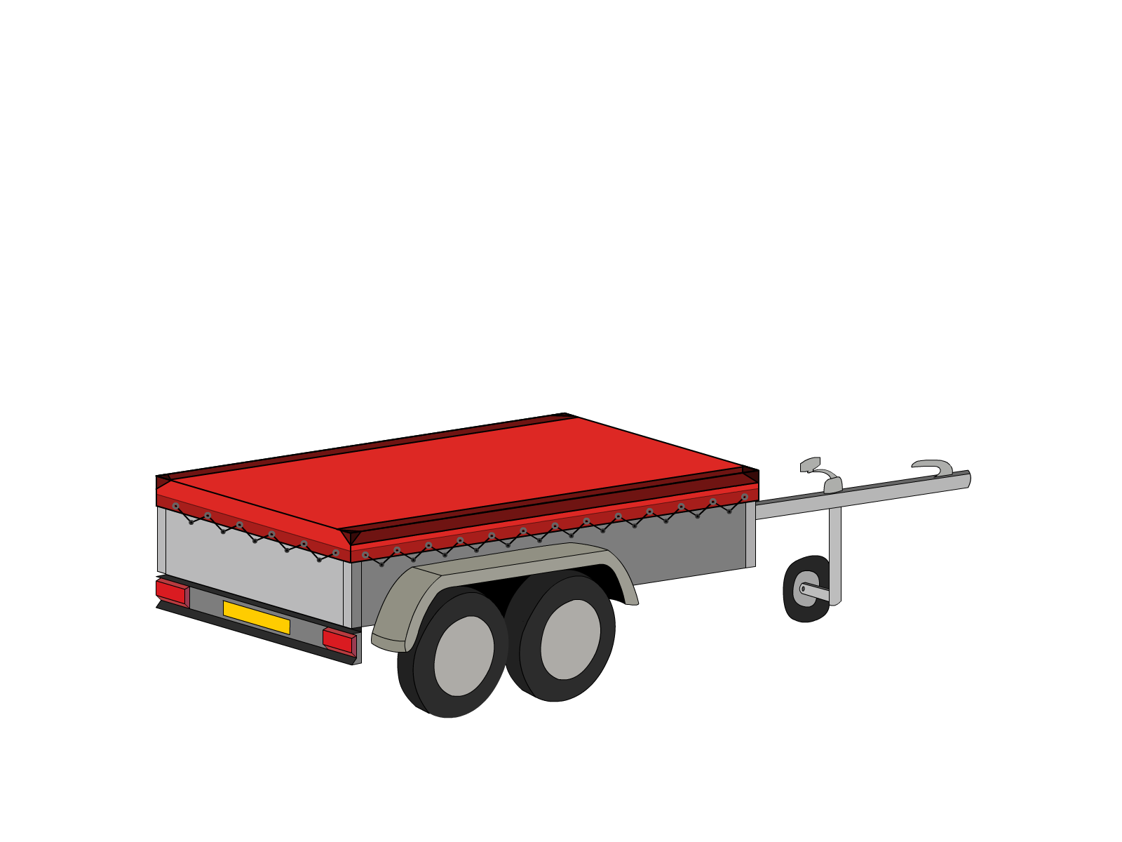 Bâche pour remorque bagagère Basse droite en Protect covert 905F3 900gr/m², toile PVC Etanche Rouge