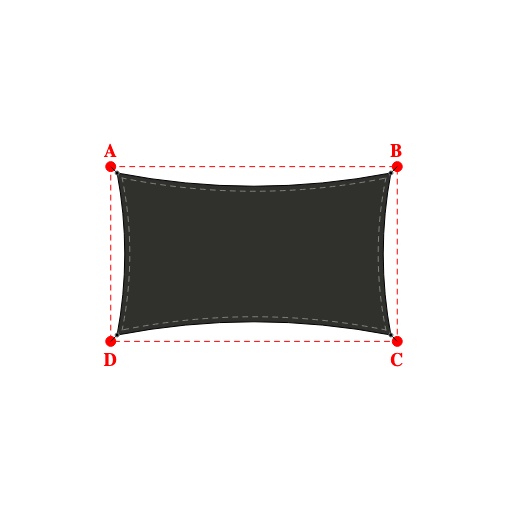 Voile d'ombrage rectangle en Soltis Horizon 86 Noir profond 86-51176 - 3,65x2,16x3,65x2,16m