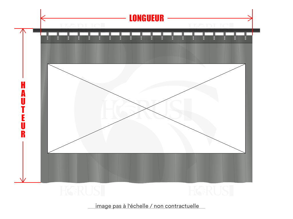 Rideau de séparation sur mesure en Membrane PVC 670gr/m² Gris clair RAL 7038 - 2.9x2.15m