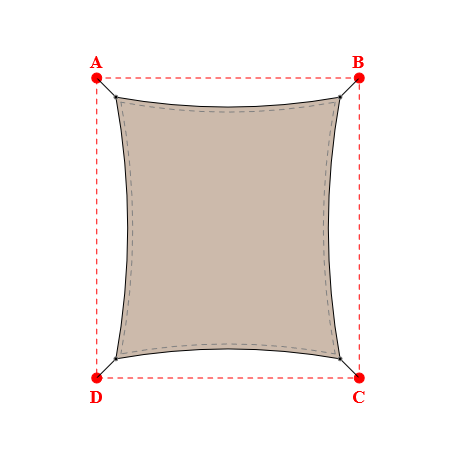 Voile d'ombrage rectangle en Soltis Lounge 96 Sandy beige 96-2135 - 2,99x3,49x2,99x3,49m