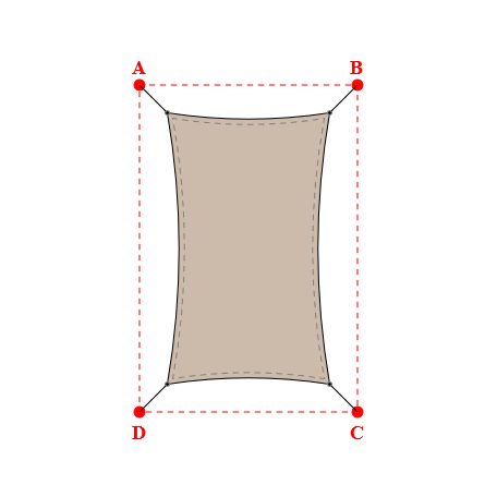 Voile d'ombrage rectangle en Soltis Lounge 96 Sandy beige 96-2135 - 1,49x2,49x1,49x2,49m