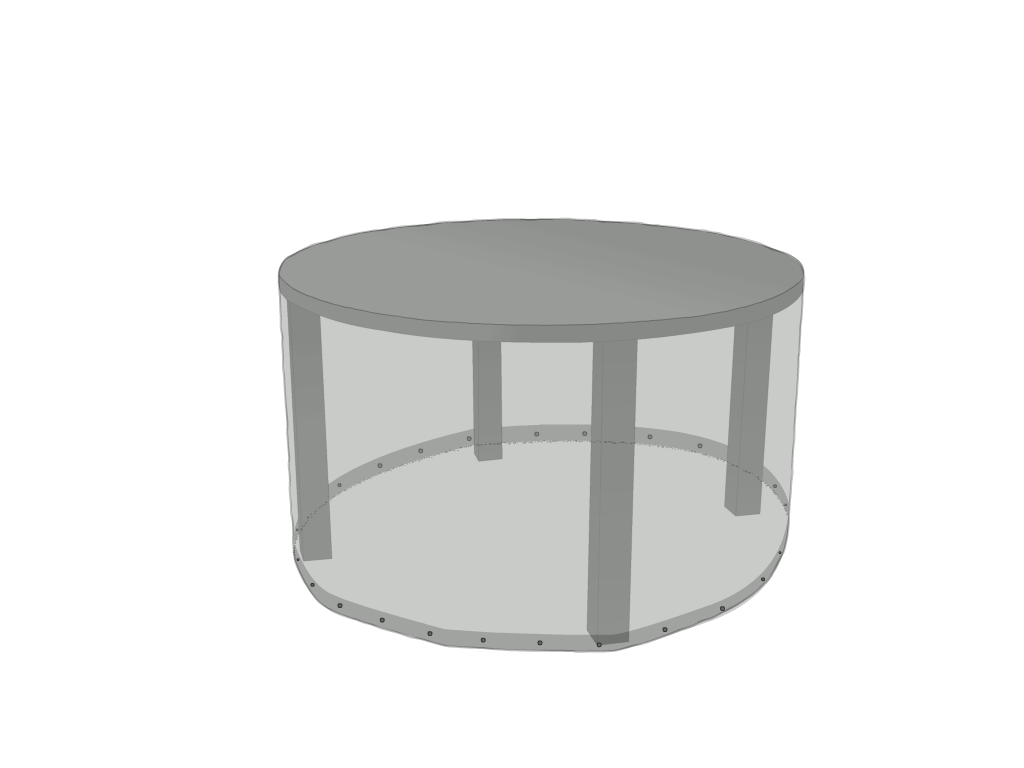Table de jardin ronde en Membrane PVC 670gr/m² Gris clair RAL 7038