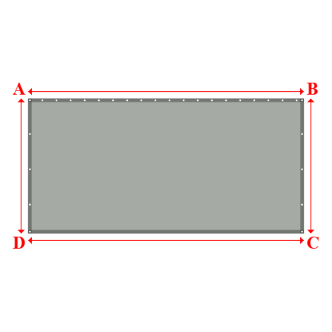 Bâche plate rectangle sur mesure en Membrane PVC 670gr/m² Gris clair RAL 7038 - 4.09x2.00m