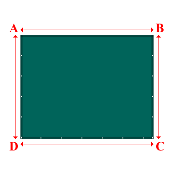 Bâche plate rectangle sur mesure en Membrane PVC 670gr/m² Vert industrie RAL 6026 - 3.20x2.50m