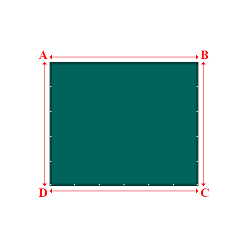 Bâche plate rectangle sur mesure en Membrane PVC 670gr/m² Vert industrie RAL 6026 - 3.00x2.50m